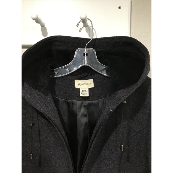St. John's Bay Charcoal Wool Cashmere Pea Coat Sz M Quiet Luxury Minimal Preppy - Picture 5 of 8